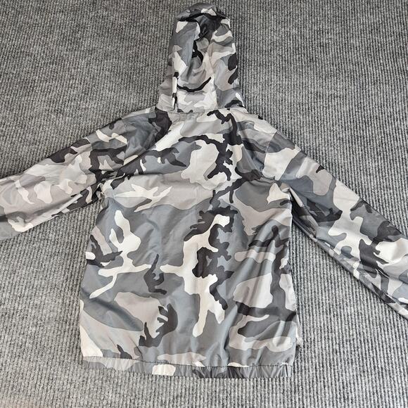 Jordan Jacket Boys Medium 10-12 Gray Camo Hooded Windbreaker Jumpman Nike - Picture 2 of 14